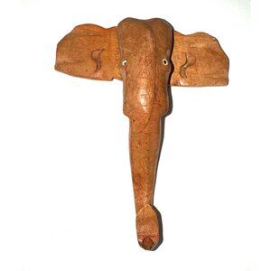Hand-Carved Wooden Elephant Wall Hook